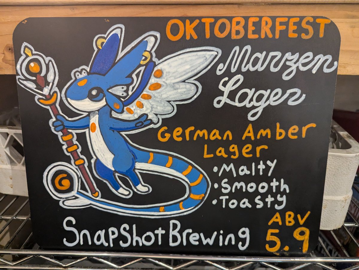 Oktoberfest Marzen Lager made by Snapshot Brewing.
On tap soon <a href="/VulpineTaproom/">Vulpine Taproom</a> 
Art by yours truly