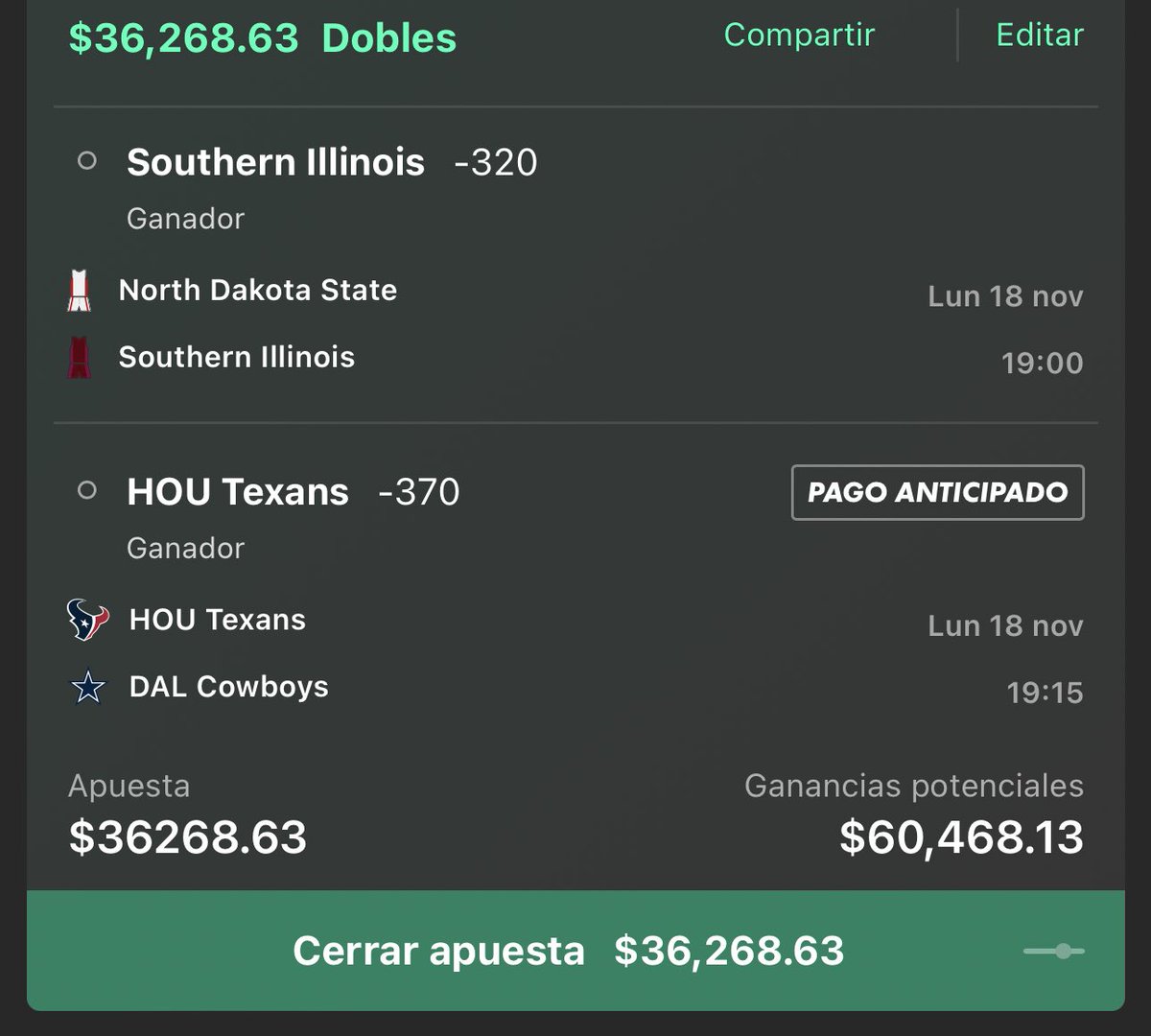 hugowx_'s tweet photo. voy con esta jugada para esta noche #NFL 

no quiero sufrir hoy, es lunes de llevarla tranqui 🥱 esto se debería de ganar fácil “en teoría”…

inician en 30 minutos, si ves esto tarde la podrías meter en vivo 🤓 https://t.co/kPGG47RP6x
