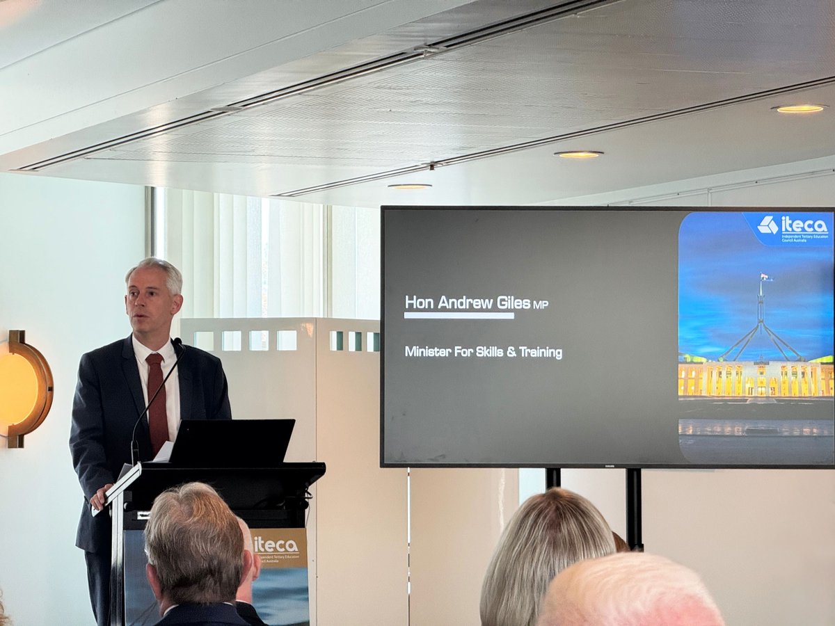 TLRG_tweets's tweet photo. Hearing from the Hon. Andrew Giles MP, Minister for Skills and Training, at the @ITECAust Independent Tertiary Education Parliamentary Forum.

#VocationalEducation #SkillsTraining https://t.co/XxkqK0CXgC