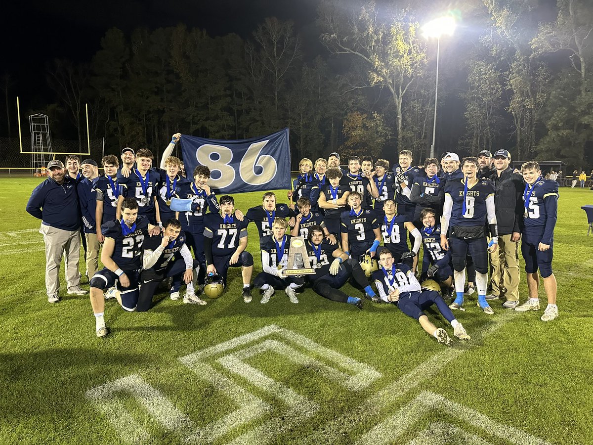 NCISAA1's tweet photo. Congratulations to the 2024 football state champions. 
11 man Division I - Rabun Gap @RabunGapEagles 
11 man Division II - Asheville School @avlschoolsports 
8 man - Cary Christian @ccsgoknights https://t.co/fUJrANr2U0