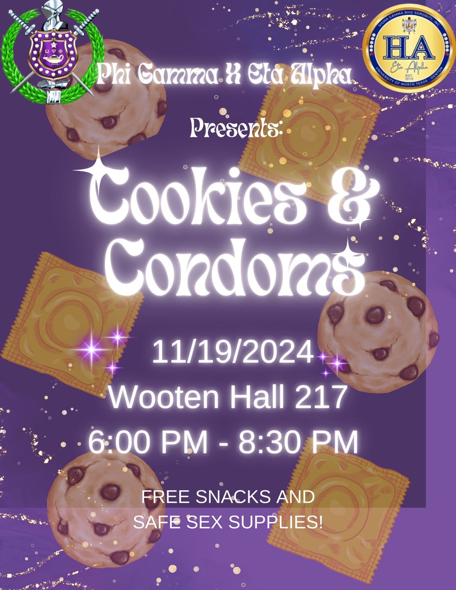 PhiGamma_Ques's tweet photo. The Ferocious Phi Gamma Chapter of Omega Psi Phi Fraternity Inc. @ &amp; the Exquisite Eta Alpha Chapter of Sigma Gamma Rho Sorority
Inc. presents to you Cookies &amp; Condoms! Meet us Tomorrow at Wooten Hall Room 217 at 6PM For Snacks, Safe Sex Kits, and Fellowship ! https://t.co/kWywvfMgrC
