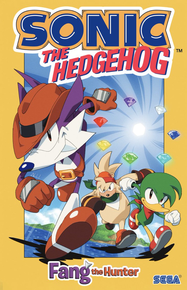 Fang the Hunter, has a new target in his sights: the legendary eighth #ChaosEmerald!

Meanwhile, Sonic and #Tails have their own problems to deal with: a mysterious disappearing flying battle station!

#SonictheHedgehog: #FangtheHunter is out tomorrow!