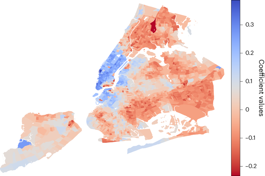 StatisticUrban's tweet photo. They are created a map of economic wellbeing of NYC. NYC, I think, unlike SF, is a fundamentally working-class city with an uber-wealthy elite. https://t.co/doYb0z5zv3