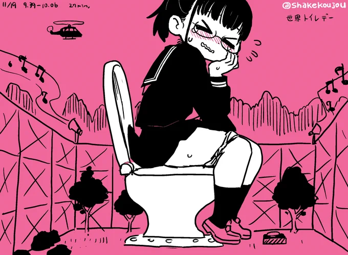おはようございめゃす。 #起きらくがき

11月19日は世界トイレデーだそうです。

というわけで、壁が高く作れなかったトイレに座る巨大化妹です。
大音量で音楽が流れる音消し機能はあります。

#ジャイアントリトルシスター #giantess 