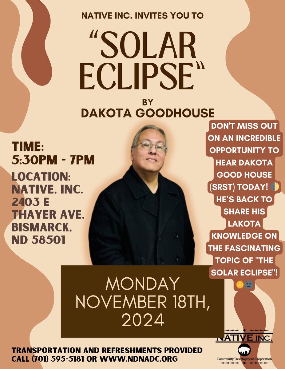 native_inc's tweet photo. You can watch the recording of the “Solar Eclipse” presentation by Dakota Good House held this evening on NATIVE, Inc.’s “new” YouTube channel: https://t.co/vpkI35yL0u via @YouTube 
Don’t miss our ongoing speaker series! #NativeAmericanHeritageMonth https://t.co/fjrJIFWPJT