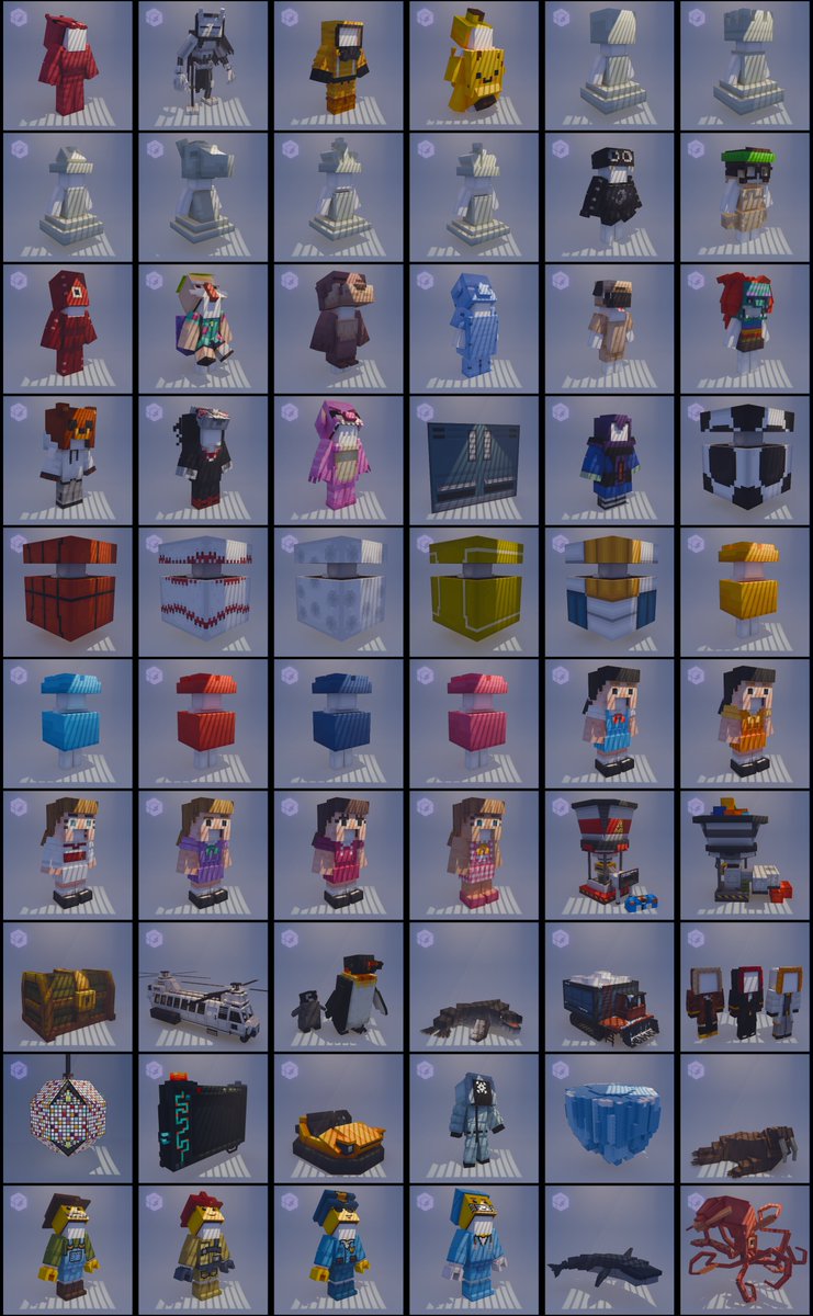 Collage de modelos que hice para los #Squidcraftgames3