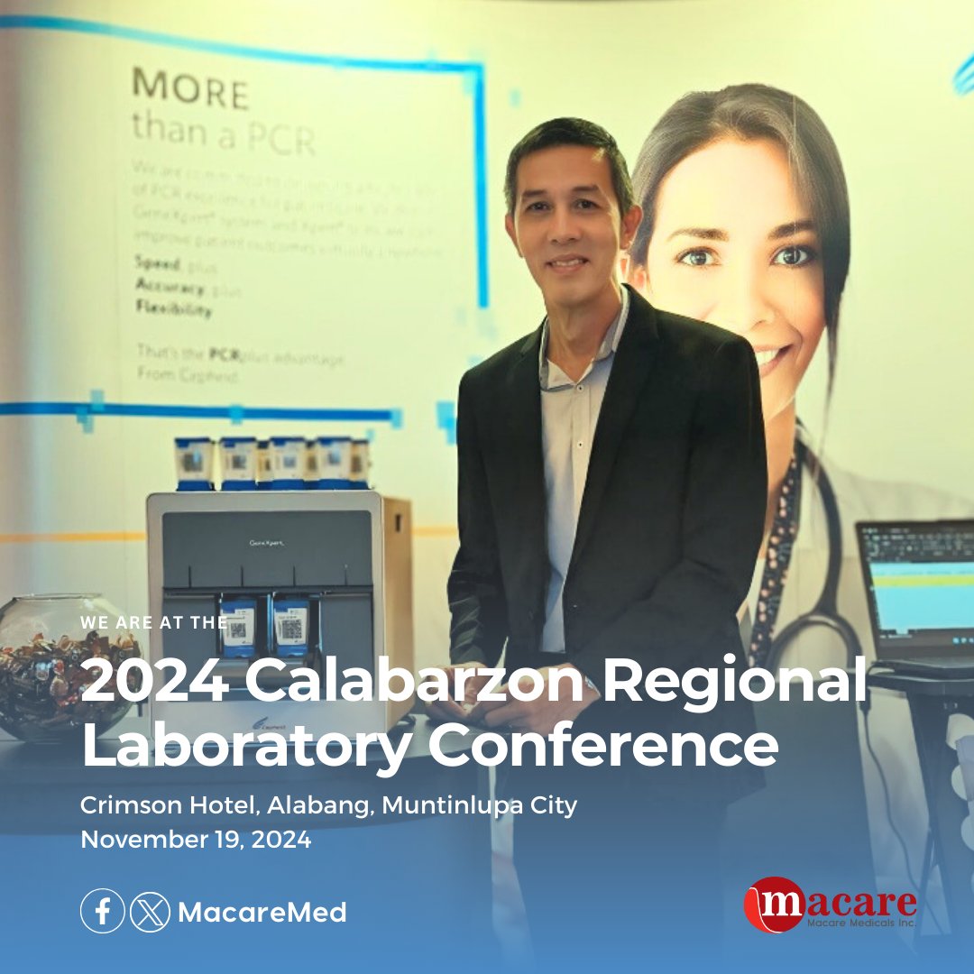 MacareMed's tweet photo. Join us at the 2024 Calabarzon Regional Laboratory Conference! Explore #GeneXpert assays for #InfectiousDiseases, #WomensHealth, #Oncology, hospital-associated infections, and viral conditions. Don’t miss this day of innovation and connection. #macaremedicals https://t.co/rr2PmejOce