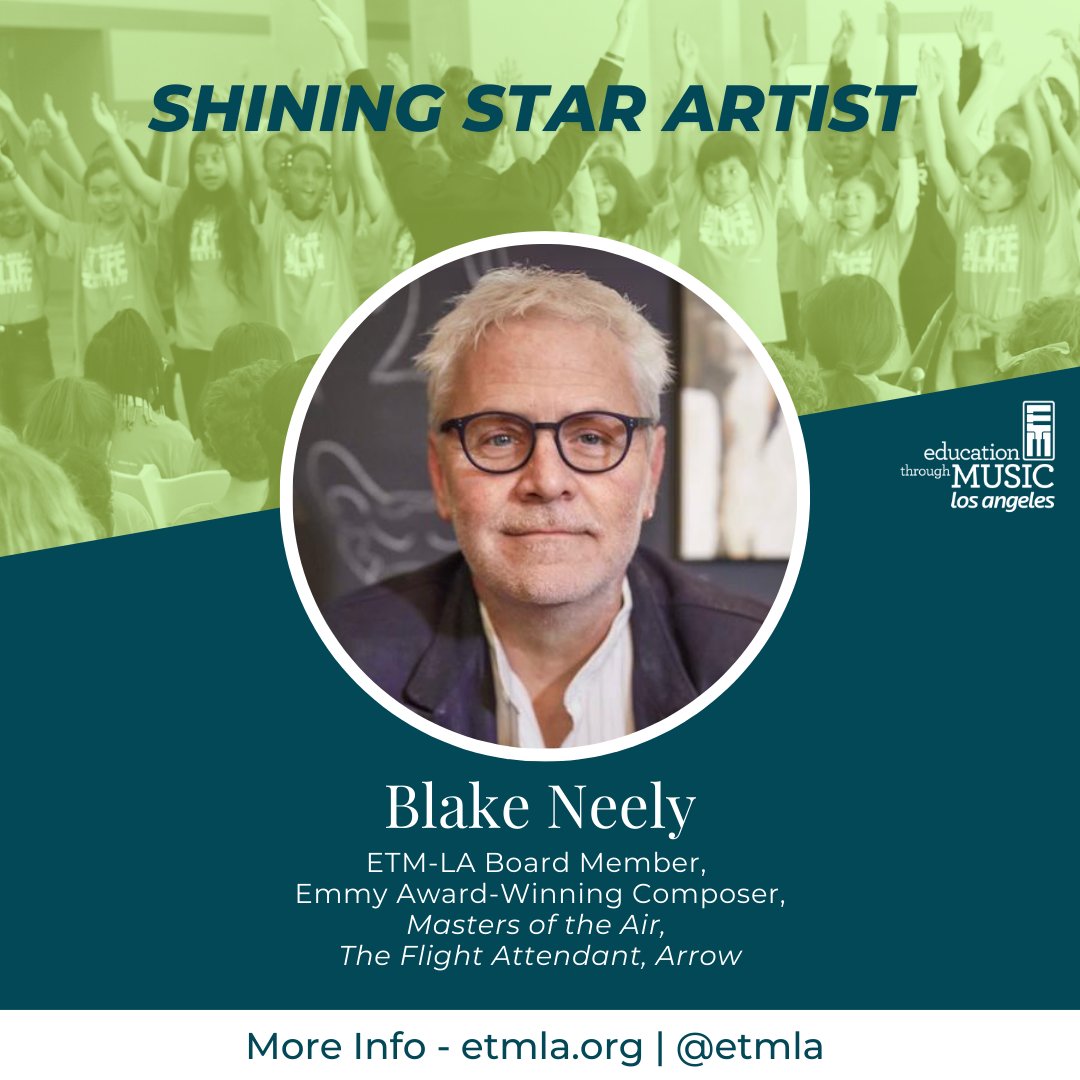 Join #ETMLA on Friday, Dec 6 for an amazing night celebrating our Shining Star Artist, Blake Neely, Emmy Award-Winning Composer. Come and support our mission for music in under-resourced LA schools.

#ETMLAgala #ETMLAgala2024
#GiveTheGiftofMusic