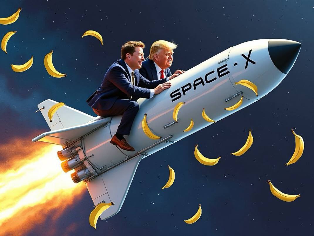 BananaforScaleX's tweet photo. Donald Trump is expected to accompany Elon Musk during the Starship Flight 6

Banana for scale @SpaceX @elonmusk https://t.co/P9sIg1J5Tv