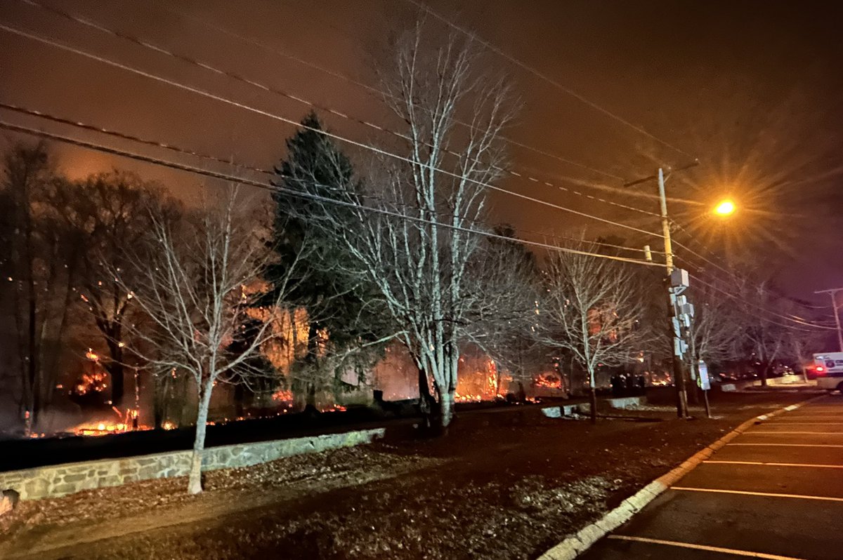 Right Now: Crews battling a wildfire on Hillside Street near Houghton’s Pond in Milton.  #WCVB