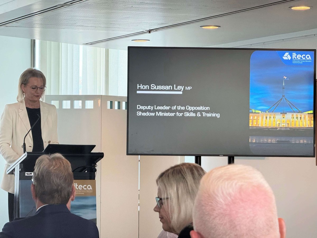 TLRG_tweets's tweet photo. Honoured to hear from Hon. Sussan Ley MP, Deputy Leader of the Opposition and Shadow Minister for Skills and Training, and engage in discussions about matters critical to the Australian #VETSector at the Independent Tertiary Education Parliamentary Forum.

#VocationalEducation https://t.co/cY2iObuHhO