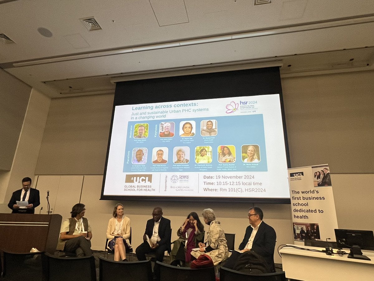 Sara Dada (@dadasara3) on Twitter photo “Primary health care is the approach for urban settings…it enhances equity, inclusion, and people-centredness.” - Dr. Suraya Dalil, <a href="/WHO/">World Health Organization (WHO)</a>
🔔 Happening NOW: <a href="/ucl_GBSH/">UCL Global Business School for Health</a> #HSR2024 satellite session on urban #PHC 🩺 with an impressive lineup of keynote speakers and panelists! “Primary health care is the approach for urban settings…it enhances equity, inclusion, and people-centredness.” - Dr. Suraya Dalil, <a href="/WHO/">World Health Organization (WHO)</a>
🔔 Happening NOW: <a href="/ucl_GBSH/">UCL Global Business School for Health</a> #HSR2024 satellite session on urban #PHC 🩺 with an impressive lineup of keynote speakers and panelists!
