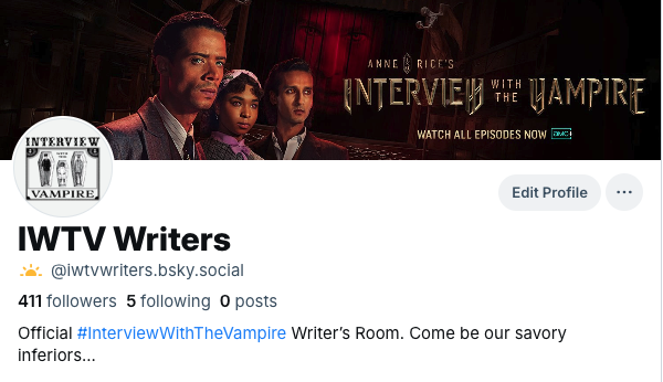 IWTVWriters's tweet photo. We hear you! This account will remain active, but we will soon begin cross-posting on Bluesky. https://t.co/ns5dZrYFsp