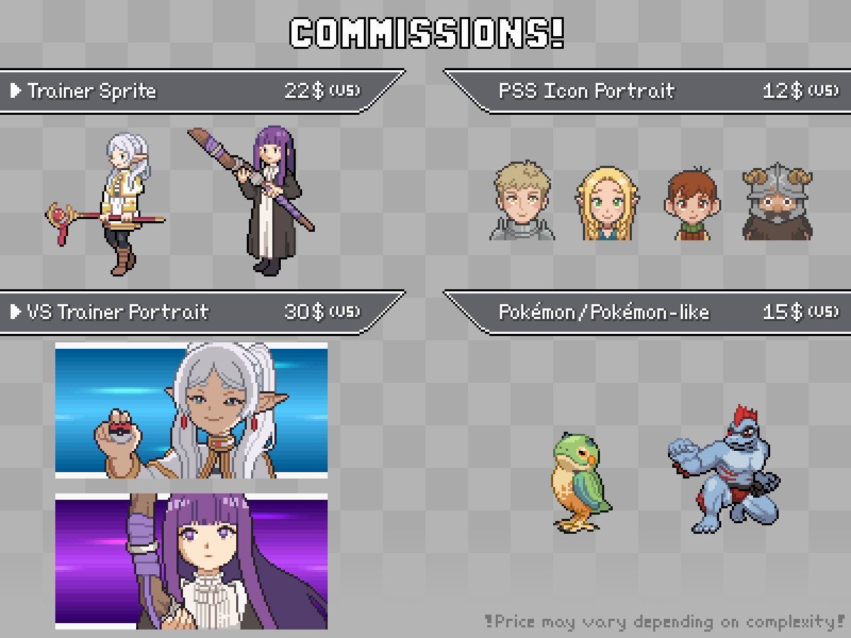 melpoli_98's tweet photo. 🌟Feel free to DM if interested!🌟

🔹Upfront payment via PayPal 
🔹Price may vary depending on complexity
🔹No NSFW, gore, and hateful imagery

I may run into issues with my desktop PC, so delivery time might be affected. Sorry for potential inconvenience!

#pokemon #pixelart https://t.co/4RbMASehJg