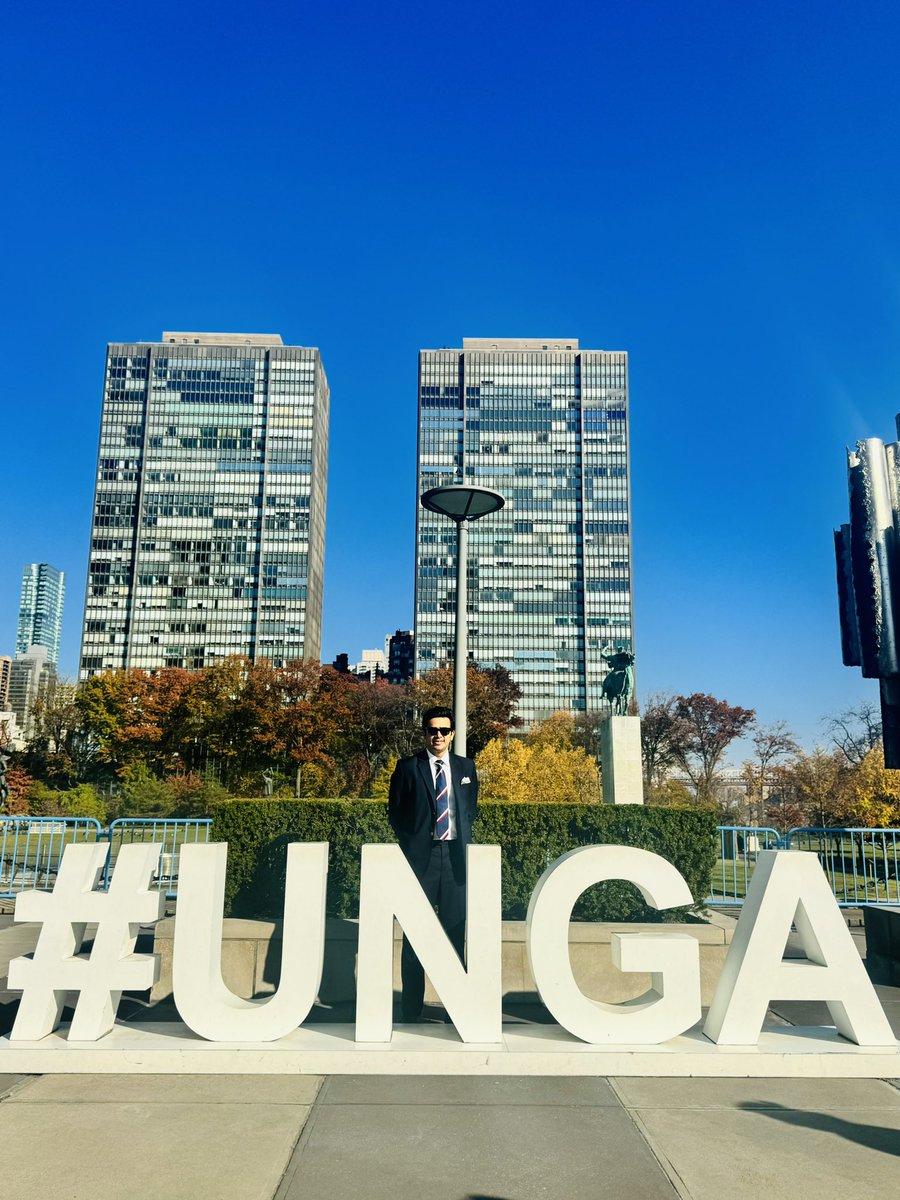 Tejasvi_Surya's tweet photo. An absolute honour to be part of the delegation of MPs from Bharat at the 79th session of #UNGA at New York. 

The discussions on the first day of the delegation to #UNGA began by offering our respects to Mahatma Gandhi. 

During the day, we learnt and discussed regarding the functioning of the UN with special focus to India and how India under the leadership of PM Sri @narendramodi has been consistently pushing forward its efforts towards a more equitable and inclusive development of all. India’s leadership at the last G20 and our persistent championing of the cause of the Global South is shaping the global discourse on important issues.

The Permanent Representative of India to UN, HE Sri Parvateneni Harish welcomed the delegation and introduced us to the UN.