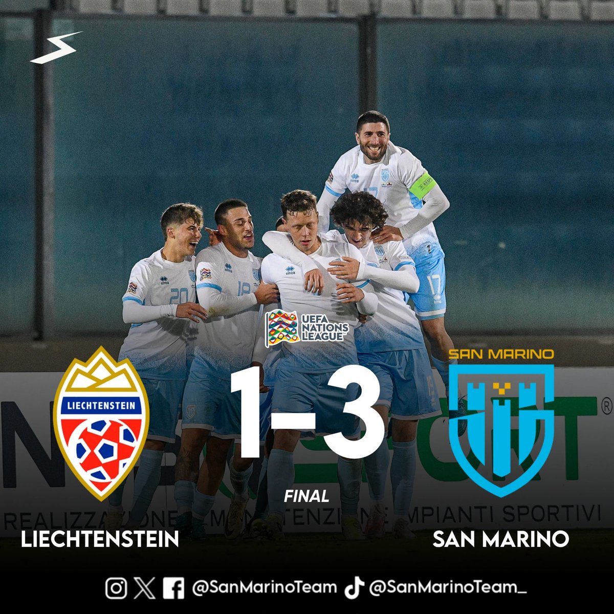 SanMarinoTeam's tweet photo. QUÉ PEDAZO DE DÍA QUE VIVIMOS.

SAN MARINO GANÓ EL PARTIDO MÁS IMPORTANTE DE SU HISTORIA 🇸🇲

LO VIVIMOS TODOS MUCHACHOS. https://t.co/5zdiJP02tG