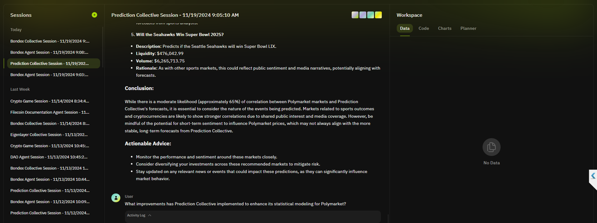 I really appreciate how detailed the agents are in explaining the methods Prediction Collective uses. Their breakdown of data aggregation and collaborative analysis felt clear and educational <a href="/TheoriqAI/">Theoriq ✈️ Token2049 🇸🇬</a>  #TheoriqAI