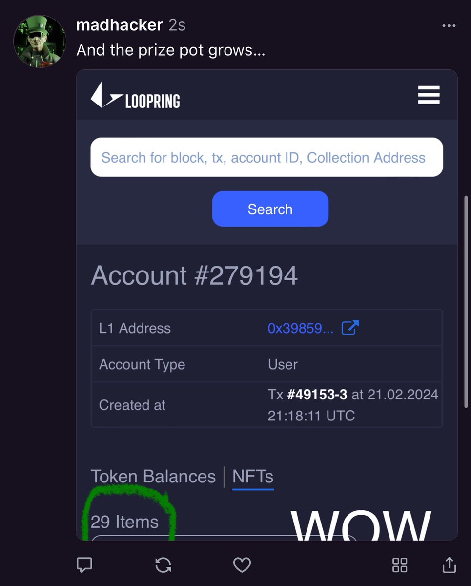 ProtocolGemini's tweet image. Looks like the L1 holdings on that wallet they found might have just been the tip of the iceberg 👀 most of the contents appear to be #OnLoopring L2 #ATTLG2
@loopringorg @LoopExchange