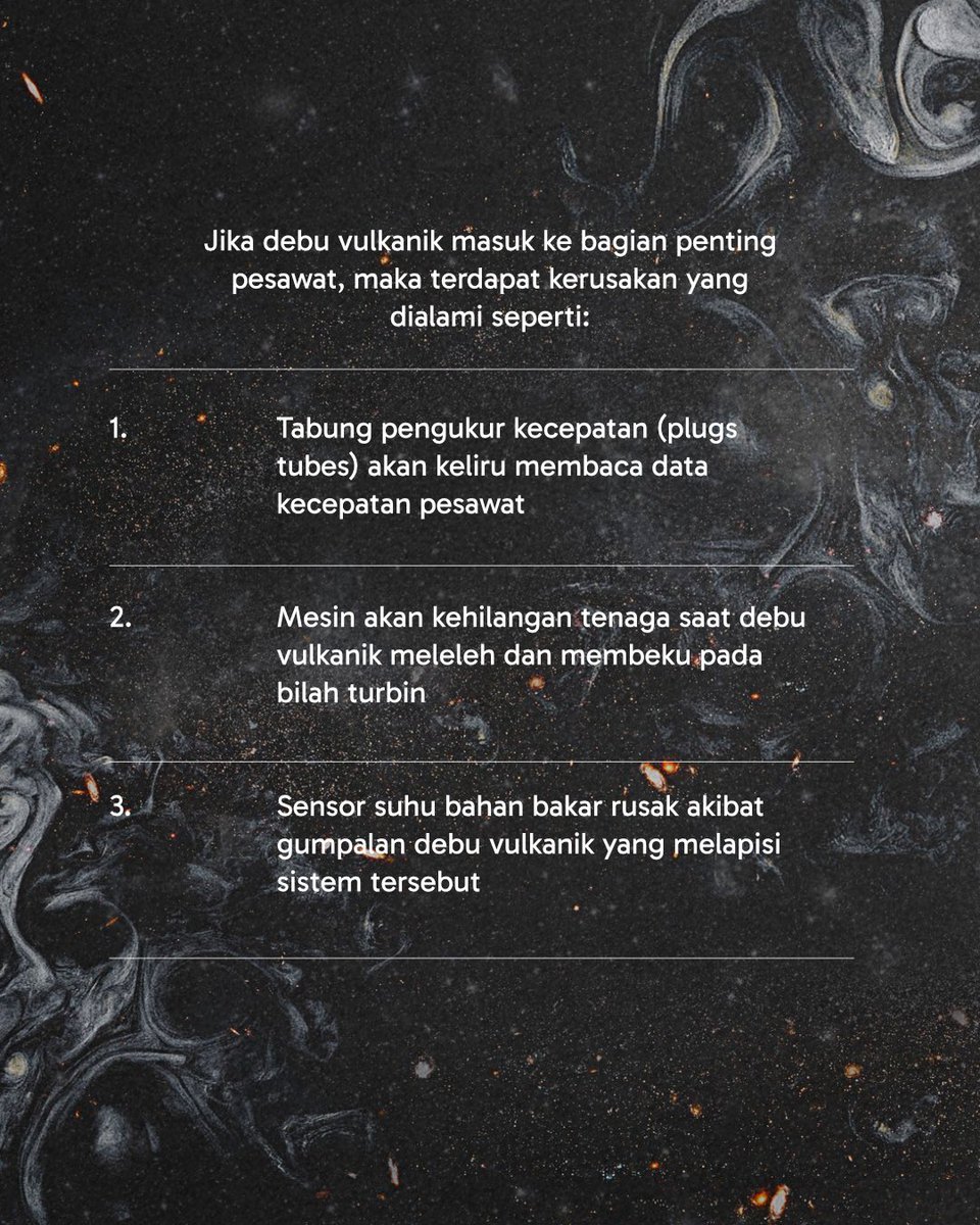 CCINJAirports's tweet photo. #SobatAPI, langit yang ditutupi debu vulkanik membahayakan penerbangan karena dapat merusak berbagai bagian pesawat.
Doa terbaik untuk semua dan semoga selalu dalam lindunganNya.
#InJourneyAirports
#MelayaniSepenuhHati
#AvisasiPariwisataIndonesia
#BUMNUntukIndonesia https://t.co/VNnXzGRXy9