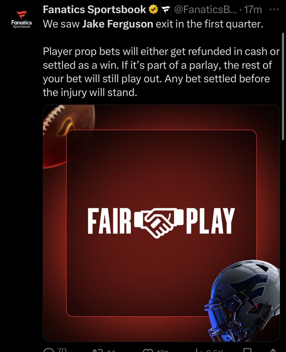 ashfactor21's tweet photo. @FDSportsbook @FanDuel_Support do the right thing! Other books are doing it. https://t.co/iZLG7j48za