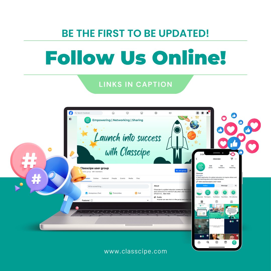 🌟 Stay Connected, Stay Inspired! 🌟

Facebook: facebook.com/groups/8811384…
Instagram: instagram.com/classcipe_/
LinkedIn: nz.linkedin.com/company/classc…
Youtube: youtube.com/@classcipe7150
Pinterest: nz.pinterest.com/classcipe/

#classcipe #followforfollowback #followerseveryone #edutech