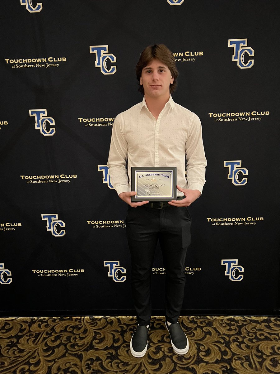 Tommy Quinn was honored tonight by The Touchdown Club of Southern New Jersey tonight for being a Scholar Athlete, congrats Tommy!!!
