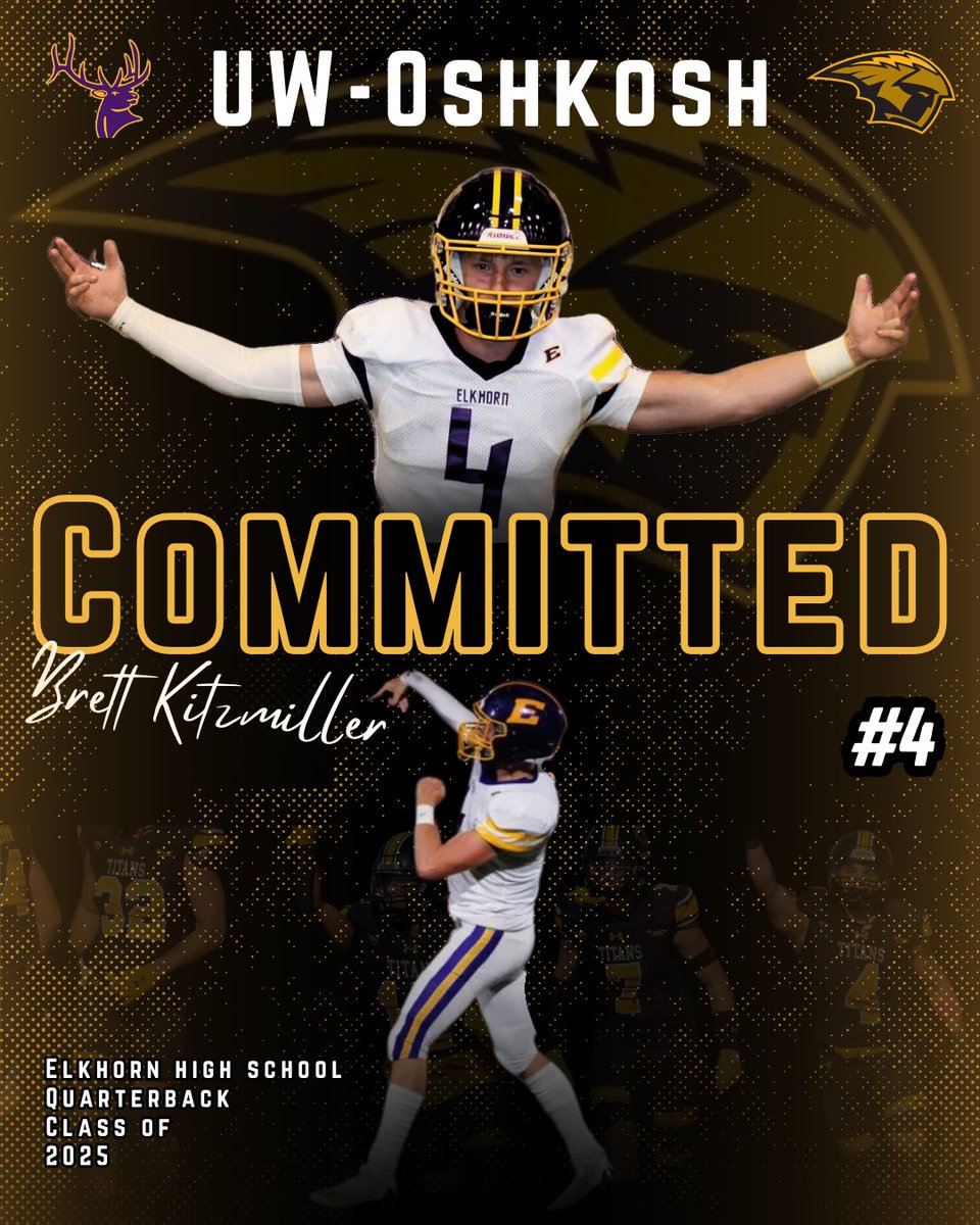 Brett Kitzmiller (@kitzmillerbrett) on Twitter photo Blessed to announce my commitment to the University of Wisconsin Oshkosh!!
💛🖤
<a href="/PeteyBananas/">Peter Jennings</a> <a href="/tg63center/">Todd Ghilani</a> <a href="/EAHSElks/">Elkhorn Athletics & Activities</a> <a href="/ElkhornFB1HERD/">Elkhorn Football Team Page</a> <a href="/UWOFootball/">UW-Oshkosh Football</a> Blessed to announce my commitment to the University of Wisconsin Oshkosh!!
💛🖤
<a href="/PeteyBananas/">Peter Jennings</a> <a href="/tg63center/">Todd Ghilani</a> <a href="/EAHSElks/">Elkhorn Athletics & Activities</a> <a href="/ElkhornFB1HERD/">Elkhorn Football Team Page</a> <a href="/UWOFootball/">UW-Oshkosh Football</a>