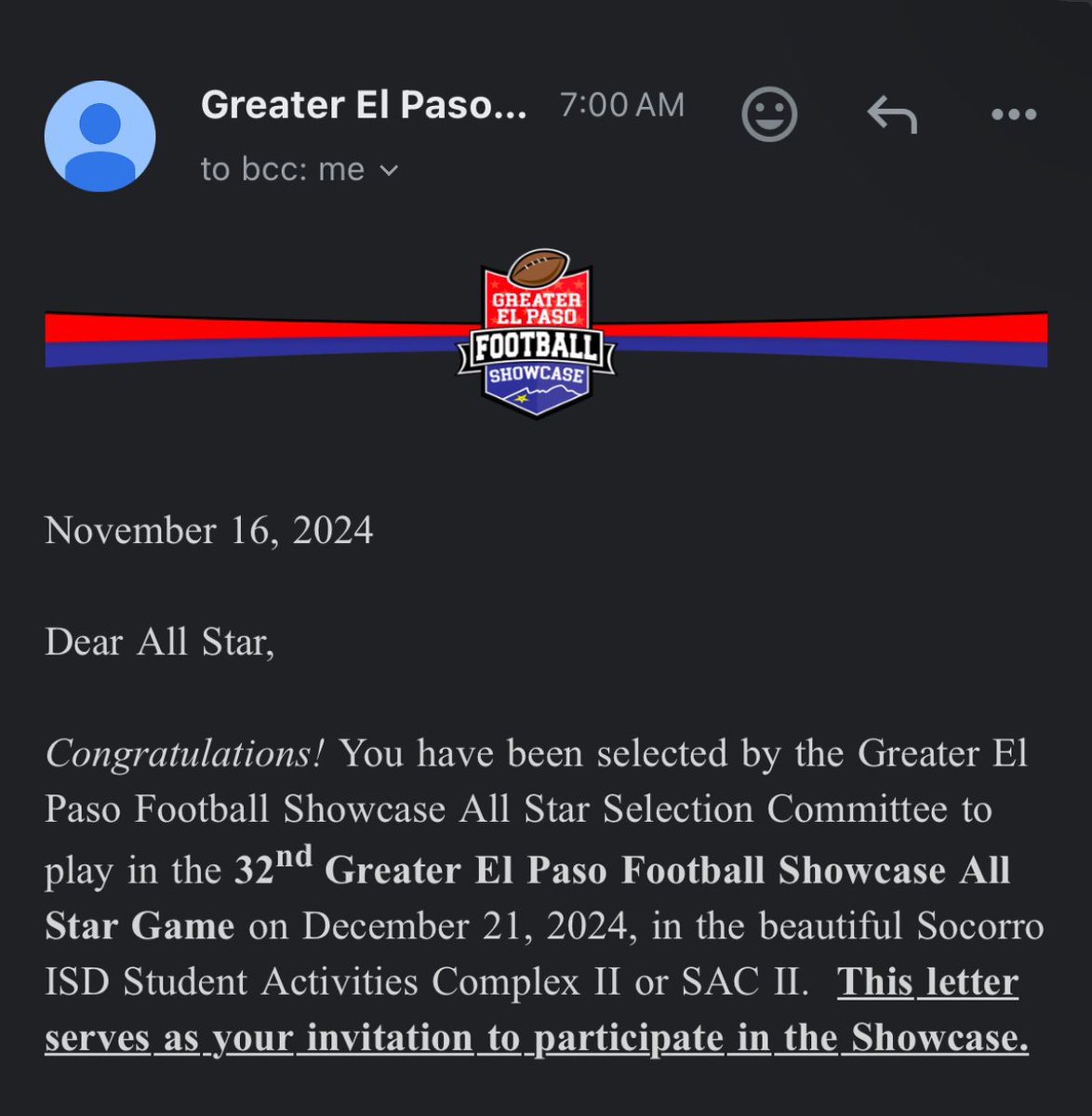Blessed to have been invited to the Greater El Paso Showcase. Exited to share the field with some great athletes in the 915 !
<a href="/CoachMac_PHS/">Leigh McWhorter</a> <a href="/RealJesseTovar/">Jesse Tovar</a> <a href="/Prep1USA/">PREP1</a>