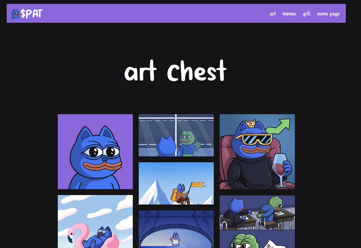 PAT_onBase's tweet image. We updated our website once again! 🔥

Come take a look at our community-made memes/gifs

patthecatonbase.xyz/meme-chest 👀

KEEP SPREADING $PAT THE CAT🔵
KEEP PUSHING 🅿️