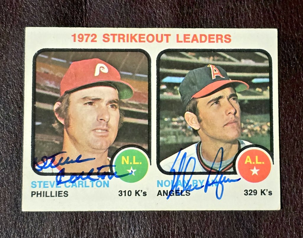 DennisCGarcia's tweet image. It's nice to "complete the card" with the "Ryan Express" 🚄 #NolanRyan #SteveCarlton @SABRbbcards