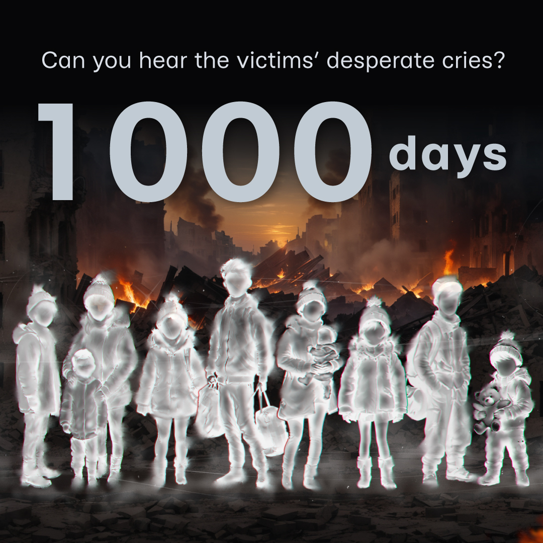 A 1000 days of pain, a 1000 days of resilience. The cries of the victims, the silence of the fallen, and the unbreakable spirit of those fighting for freedom reach out to every soul on this Earth. Let's show the world that we will not let these voices fade.
#DeTyProject #1000Days