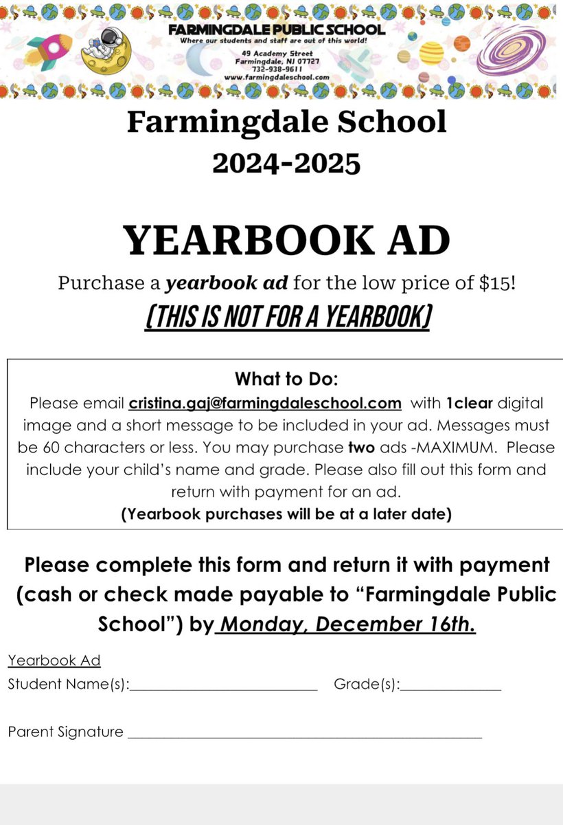It’s the time of year! Make sure you get your personalized ad in the yearbook! <a href="/FSDVikings/">Farmingdale School</a> <a href="/FarmingdalePta/">Farmingdale PTA</a>
