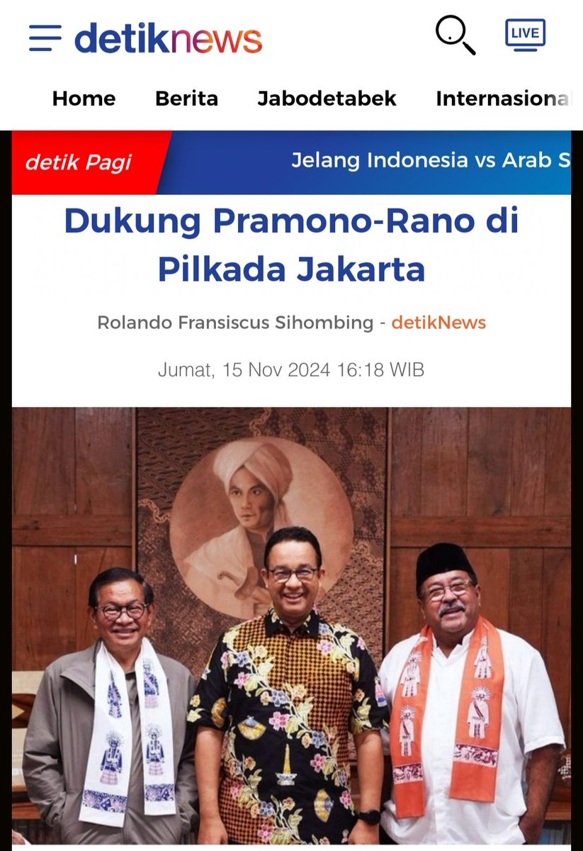 DokterTifa's tweet photo. Mengapa @aniesbaswedan  dukung Pramono-Rano?

SATU
Dalam lima tahun ke depan, Bu Mega makin sepuh. Ajal makin mendekat, Pak  Pramono akan menjadi orang Nomor 1 PDIP.

Maka, dukungan PDIP  sejak awal untuk  Anies Baswedan maju 2029 menjadi faktor paling penting.

Dan dukungan Anies untuk pak Pramono saat ini, sebagai Gubernur Jakarta, kawasan paling penting dari seluruh Indonesia, adalah salah satu kunci meraih RI 1 di 2029.

Tak tertutup kemungkinan

Anies Baswedan - Pramono Anung for RI 1 - RI 2 di 2029.

Mengapa harus PDIP?

Anies akan bertarung melawan Presiden Prabowo di 2029, jika beliau masih sehat dan masih hidup, maka Pak Prabowo pasti maju lagi.

DUA

Di masa yang makin sekuler dan makin agnostik saat ini, dukungan Partai-Partai beraliran agama, tidak relevan dan tidak signifikan lagi.

Pilpres 2024 menjadi buktinya. Suara diraih hanya 25% dari 87% penduduk Muslim Indonesia.

Maka Anies  - sejak sekarang - harus tampil makin Nasionalis Sekuler.

Tahun 2029 nanti, 80% Pemilih adalah Populasi Milenial dan Zilenial

Yang sejak kecil mereka sudah terbiasa dengan toilet sekarang ada lambang lelaki, lambang perempuan, dan lambang non-binare di toilet TK dan SD.

Dan sudah sangat terbiasa melihat LGBT berciuman di jalanan.

Dan masjid, gereja, pura, makin sepi dan jadi tempat tidur homeless person.

Dan melihat pemimpin agama Islam mencium tangan pemimpin agama Katholik. Imam Besar Istiqlal mencium tangan Paus dan jadilah Menteri Agama.

TIGA
Karena 2029, CHINA makin menguasai dunia, dan mencapai Puncak Kekuasaan di 2035.

Pemimpin yang identik dengan agama apalagi agama yang paling ditakuti,  dan tampil kearab-araban tidak akan laku dijual.

Maaf buat anda yang kejang-kejang membacanya.

Saya terbiasa dengan bahasa lugas dan straight forward dalam menyampaikan pendapat.

Dan here is the fact. 
Politik adalah dunia yang sangat pragmatis.

Dalam politik: 
Tidak ada kawan atau lawan yang abadi.
Yang abadi adalah Kepentingan dan Kebucinan 

Woi Bucin, bangun!