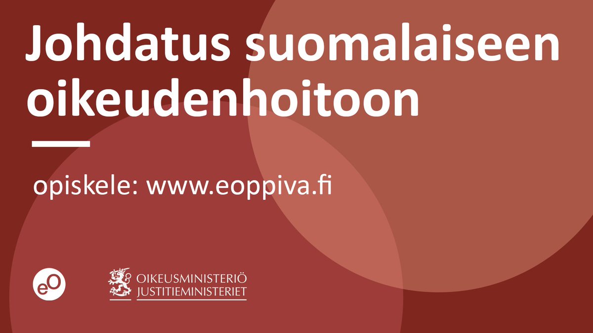 Miten suomalainen oikeuslaitos vaikuttaa arkeemme? Mikä tekee siitä kiinnostavan työpaikan? Tutustu oikeusministeriön hallinnonalan ja Laurea ammattikorkeakoulun kanssa toteutetussa koulutuksessa oikeuslaitoksen toimijoihin ja monipuolisiin rooleihin.

eoppiva.fi/koulutukset/jo…
