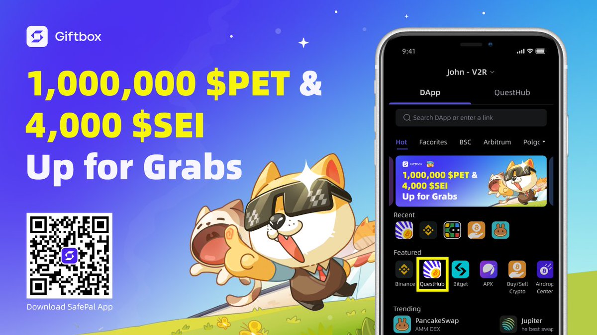 🚀SafePal Giftbox Heats Up with <a href="/memepet_game/">MemePet</a>🎉
💥1,000,000 $PET &amp; $SEI Prize Pool
🔥Finish All Tasks to Unlock Exciting Rewards

📆Nov.20 - Nov.26, 2024 10 AM UTC
📚 blog.safepal.com/memepet-giftbo…
📱DL App: safepal.com/download

#SFP #Giftbox #SEI #MemePet #PET