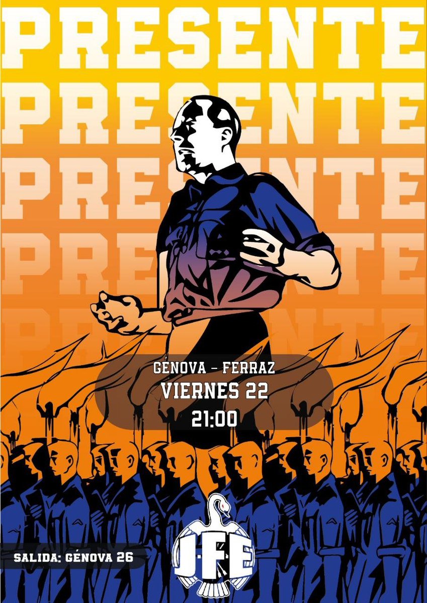 ¡Contra todo lo podrido!

📍De Génova a Ferraz
🗓️#22Noviembre
🕘21:00 h

¡Arriba España!

¡Abajo el #Régimendel78!

¡LA CALLE ES NUESTRA!

¡José Antonio Primo de Rivera!

¡PRESENTE!

Hilo de <a href="/MasRazonqUnSant/">Jesús Muñoz - Más Razón Q Un Santo 🟥⬛🟥</a> con todos los vídeos que anuncian el acto
👇👇👇