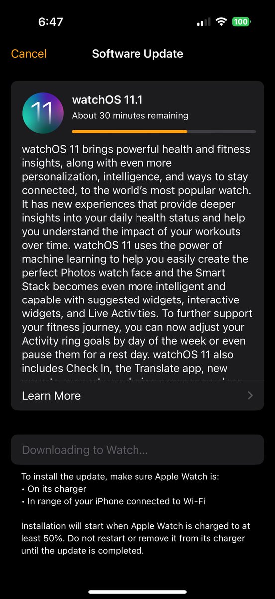 meansblue's tweet image. Buy an Apple Watch and then spend a whole day waiting for it to update before you can use it. #designfail #30minsleftforlast2hours