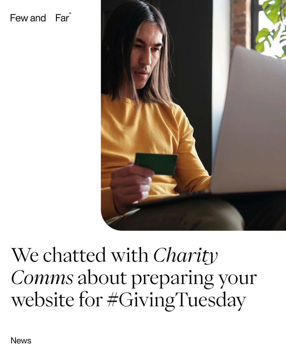 Few and Far® (@fewfarco) on Twitter photo We recently sat down with <a href="/CharityComms/">CharityComms</a> to provide some insight into what your charity can do to improve their website before #GivingTuesday take a look and be prepared: charitycomms.org.uk/preparing-your… #Charity #CharityComms #UX #Accessibility We recently sat down with <a href="/CharityComms/">CharityComms</a> to provide some insight into what your charity can do to improve their website before #GivingTuesday take a look and be prepared: charitycomms.org.uk/preparing-your… #Charity #CharityComms #UX #Accessibility