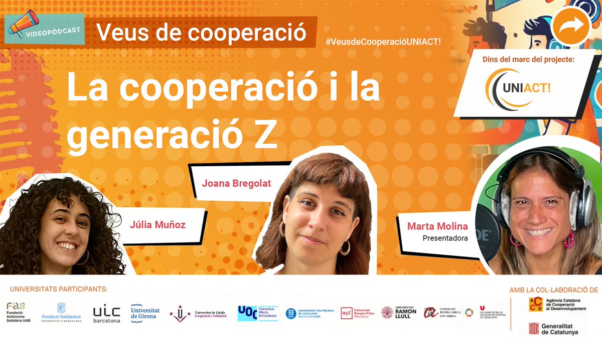 UdG Compromís Social (@udgcompromis) on Twitter photo 🎙Nova setmana i nou episodi de #VeusDeCooperació!
👉 La presentadora Marta Molina (<a href="/martamoli_RR/">Marta Molina</a>) conversa amb #JúliaMuñoz i <a href="/joooana5/">JoanaBregolat.</a> sobre la cooperació i la Generació Z
🎧 No et perdis el tercer episodi: youtube.com/watch?v=FZ_Wbf… 🎙Nova setmana i nou episodi de #VeusDeCooperació!
👉 La presentadora Marta Molina (<a href="/martamoli_RR/">Marta Molina</a>) conversa amb #JúliaMuñoz i <a href="/joooana5/">JoanaBregolat.</a> sobre la cooperació i la Generació Z
🎧 No et perdis el tercer episodi: youtube.com/watch?v=FZ_Wbf…