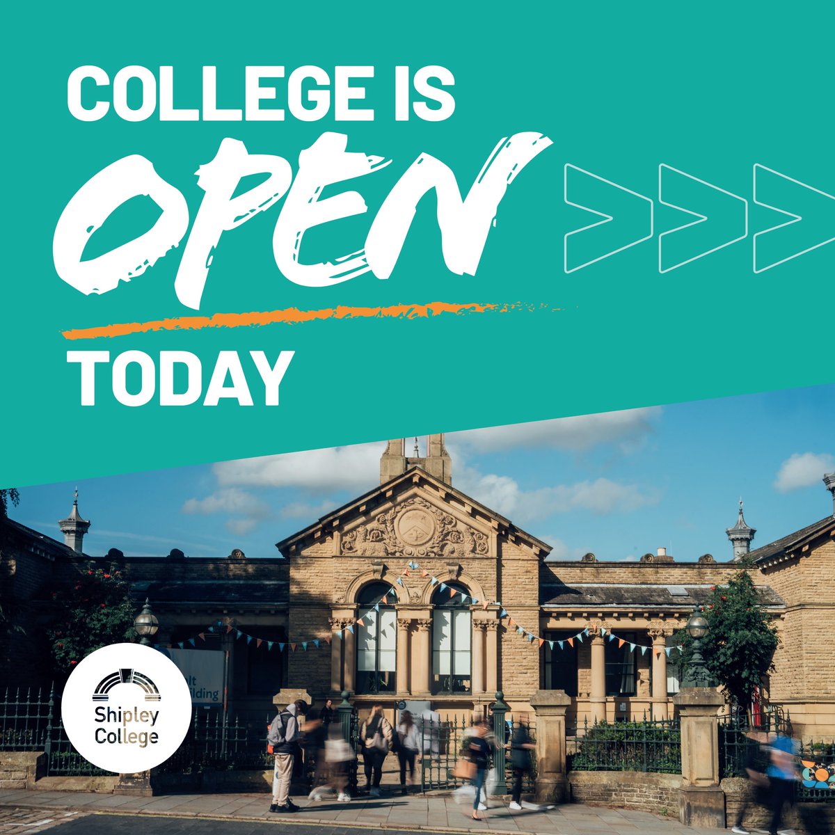 College is open as usual!

College buildings will be open as usual today (Tuesday 19th November), Take care travelling in.