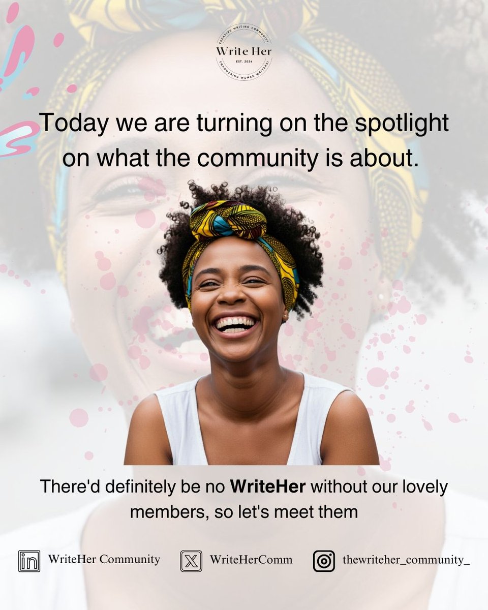 WriteHerComm's tweet photo. Your story matters!
Tell us what you do and join our supportive community.
🧵🧵
#WriteHer
#WriteHerCommunity https://t.co/kzbwsSvYwu