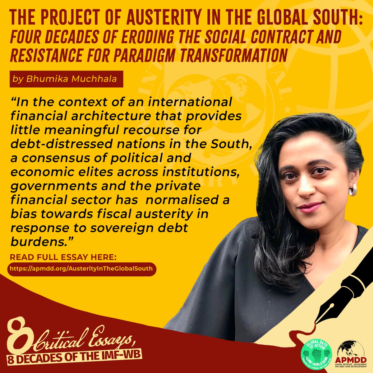AsianPeoplesMvt's tweet photo. 📚 New Essay Release❗️
Our latest essay reveals how IMF-WB's austerity policies have eroded public services and deepened inequality across the Global South.
Read here and discover why a paradigm shift is urgently needed: https://t.co/pHPyEqALUg
#IMFWBat80
#CancelTheDebt https://t.co/Ds8WRzFQ4S