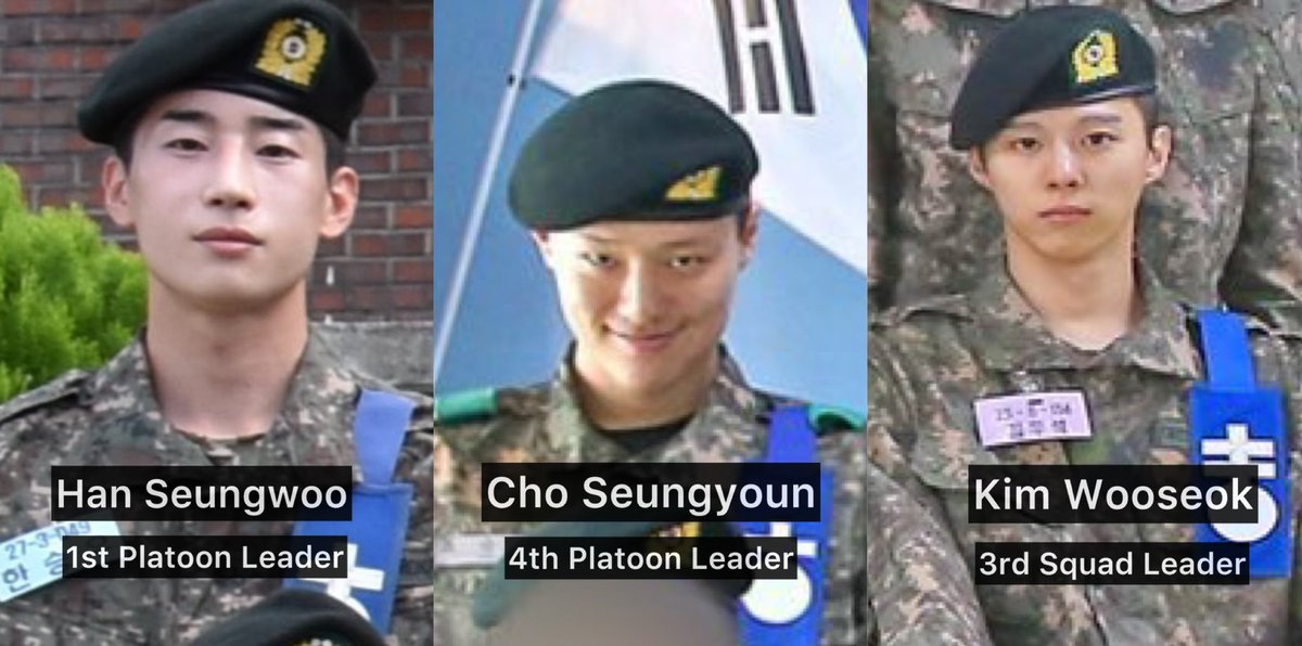 swyhgz's tweet photo. X1: Our Leaders 💚
Han Seungwoo - 1st Platoon Leader
Cho Seungyoun - 4th Platoon Leader
Kim Wooseok - 3rd Squad Leader https://t.co/9wRpziok8u