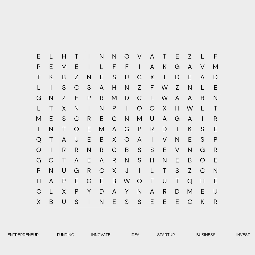 iicpdeu's tweet photo. Are you fluent in the language of startups and entrepreneurship? 🧠 Test your skills with our Find the Word puzzle! How many can you uncover? 🧩 Share your count and tag a friend to join the challenge! 🔍
#StartupBuzz #WordHunt https://t.co/cogKzjdHgJ