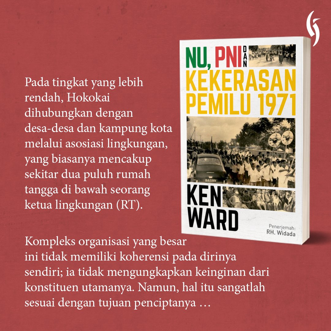 Penerbit_Gading's tweet photo. Pada tingkat yang lebih rendah, Hokokai dihubungkan dengan desa-desa dan kampung kota melalui asosiasi lingkungan, yang biasanya mencakup sekitar dua puluh rumah tangga di bawah seorang ketua lingkungan (RT).
#NU #PNI #golkar #kekerasanpemilu1971 #pemilu1971 #hokokai #kenward https://t.co/2BfOQZvVBv