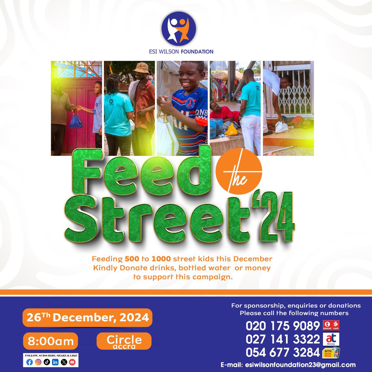 esiwilsonfound's tweet photo. THE WAIT IS OVER..⌛️

OUR LAST PROGAM FOR THE YEARS COMMENCES ON THE; 

🗓26TH DECEMBER, 2024 

📍KWAME NKRUMAH CIRCLE 

🕰 8:00AM 

YOUR CONTRIBUTIONS AND SPONSORSHIPS ARE WELCOME. https://t.co/okMBwLEhij