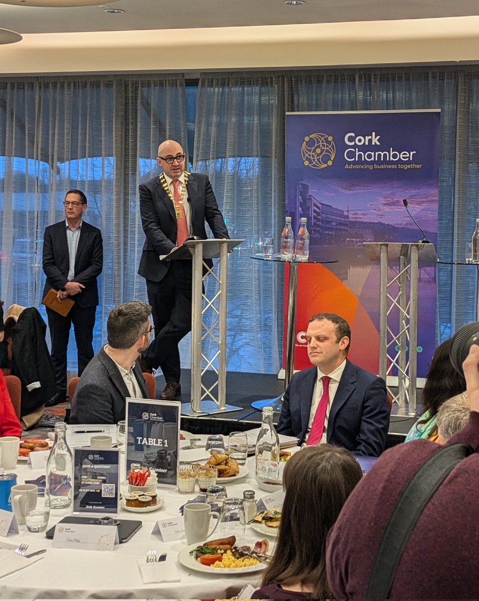 CorkChamber's tweet image. Up bright and early for &apos;The Great Debate - General Election 2024&apos; in association with @irishexaminer where we will hear from invited candidates to discuss Cork&apos;s top priorities 📈 #GE24