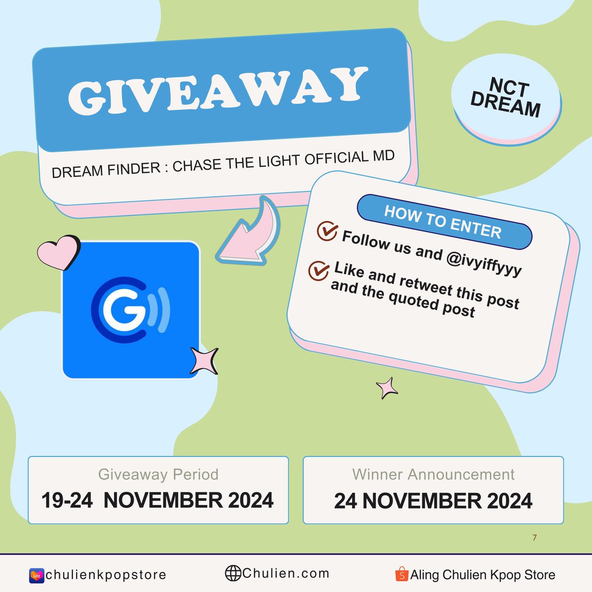 chulien07's tweet photo. GIVEAWAY #chulienGA   

NCT DREAM [DREAM FINDER: Chase The Light] Giveaway! 🇵🇭

3 Winners of 100php GCash

• Follow us and @ivyiffyyy
• Like and RT this post and the quoted post

Ends on November 24!  

#NCTDREAM #DREAMSCAPE
#NCTDREAM_DREAMSCAPE
#DREAMFINDER_ChaseTheLight https://t.co/oFhwiPPFef