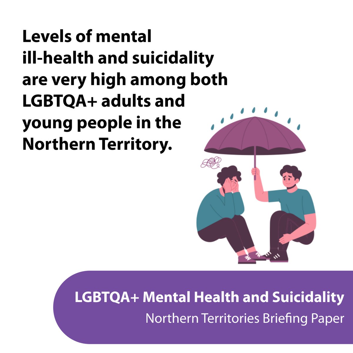 Disturbing findings reveal that LGBTQA+ adults and young people in the Northern Territory experience some of the highest rates of mental ill-health and suicidality in Australia.

Read more about LGBTQA+ Mental Health and Suicidality here: pulse.ly/qdjmvwpezu