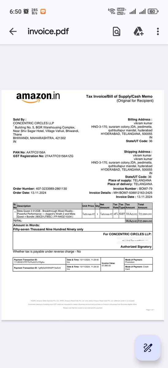 vikramgvikky's tweet photo. @AmazonHelp I received the wrong order (Order ID: 407-3233989-2861130) for the Quest 3. Instead of the 512GB model, I received the 128GB version and product package seal in open condition. Investigation not done properly and concluded no replacement. Kindly replace or refund. https://t.co/upgeXtbuxC